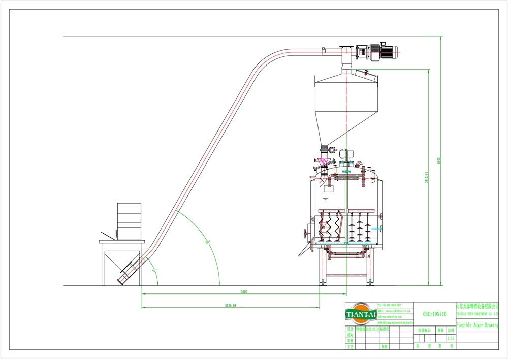 flexible auger, brewery installation, brewhouse, beer brewing system, microbrewery beer equipment